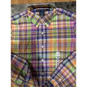 Ralph Lauren Golf Multi‎ Color Plaid  Button Down Long Sleeve Shirt Youth Sz 6